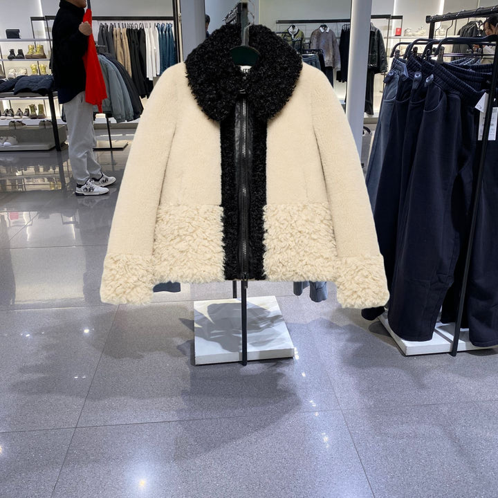 Damen Teddy-Fleece-Blousonjacke mit kontrastierendem Kunstfellkragen Drune