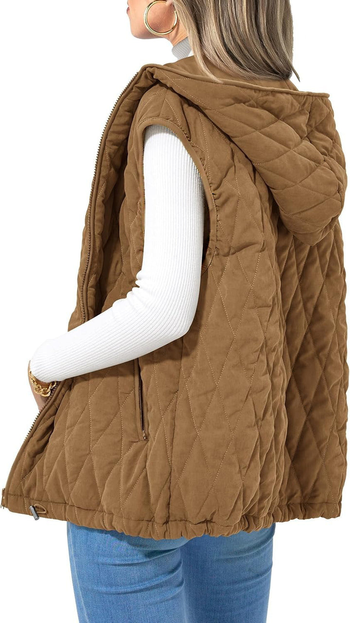 Damen gesteppte Hoodie-Weste mit praktischen Taschen Drune