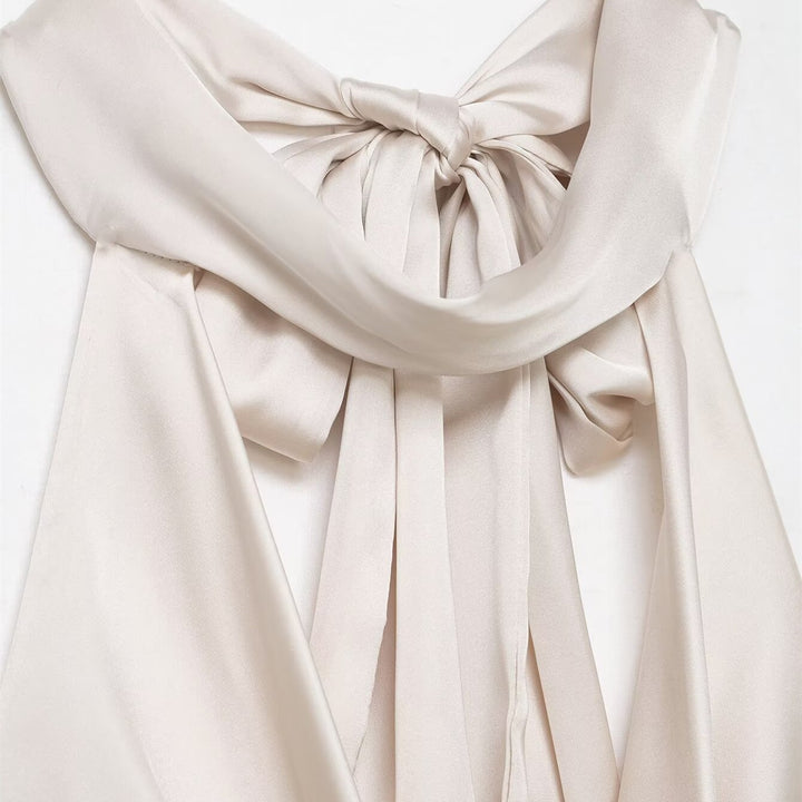 Damen elegantes Haltertop aus fließendem Satin mit dekorativem Rückenausschnitt Drune