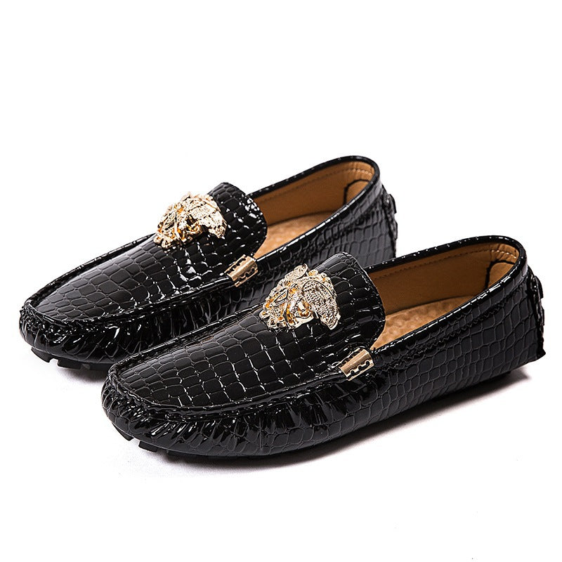 Damen lackierte Mokassin-Fahrerhalbschuhe mit Krokoprägung, weichem Lederfutter und profilierter Noppenlaufsohle Drune