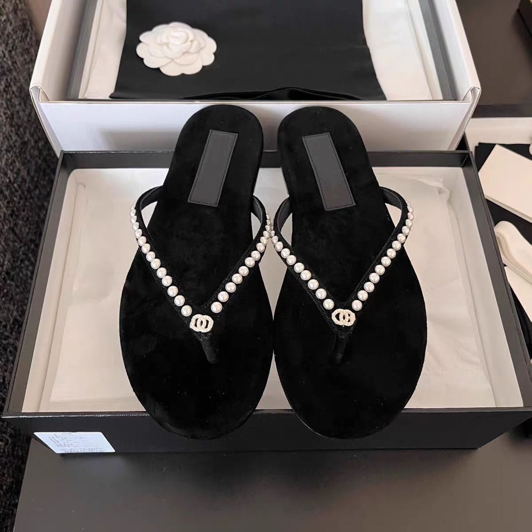 Damen Elegante und luxuriöse Perlensandalen Drune