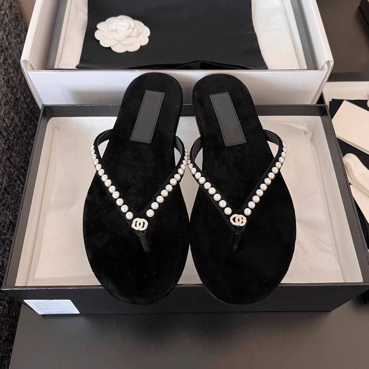 Damen Elegante und luxuriöse Perlensandalen Drune