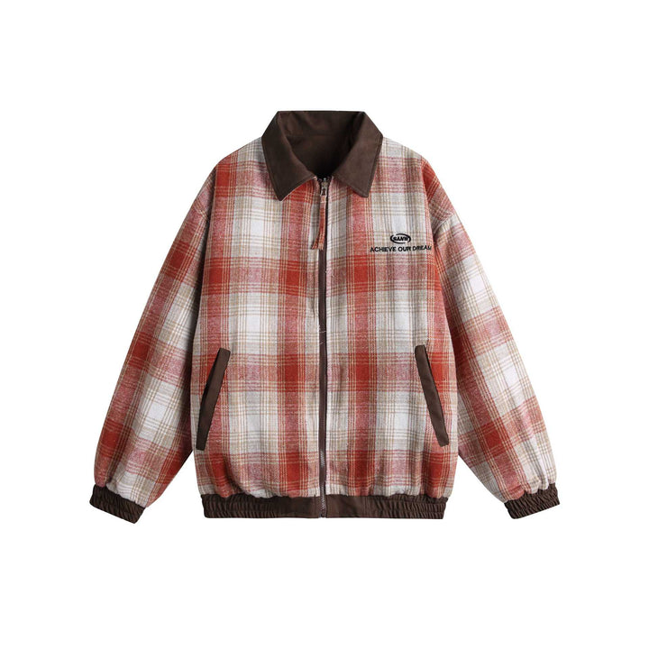 Damen Kurz geschnittene Boxy‑Jacke aus Wildleder‑Optik mit kariertem Kragen und elastischem Saum Drune