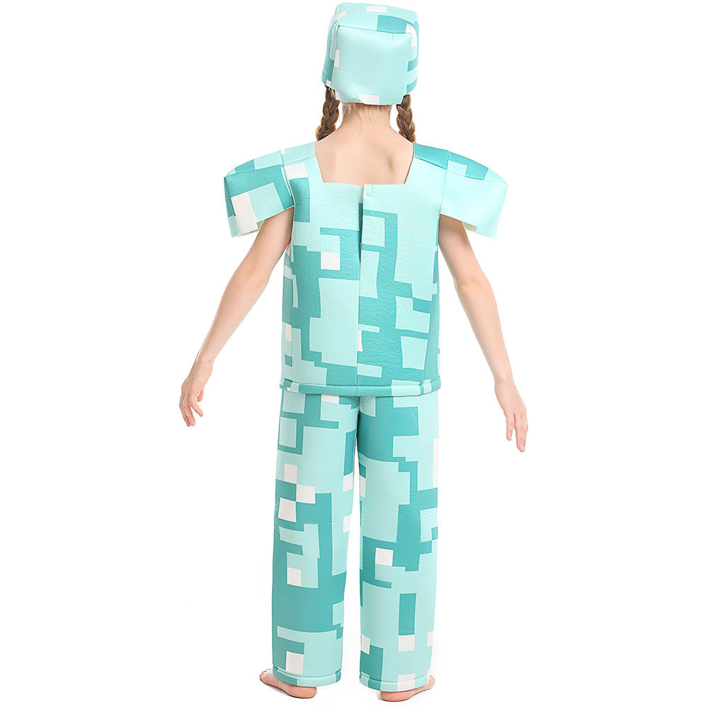 Mädchen Minecraft Kostüm mit geometrischem Muster und lässiger Passform Drune