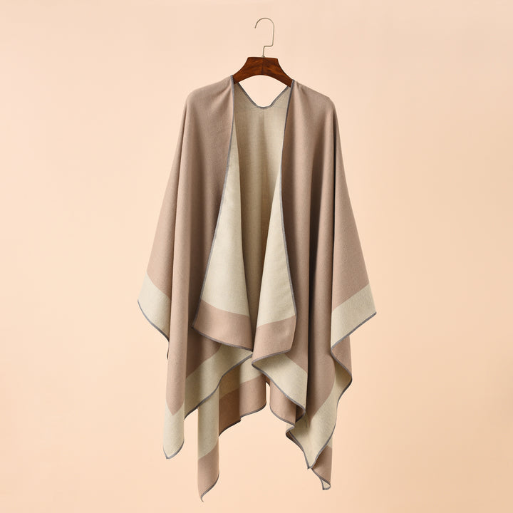 Damen Wendbarer Poncho-Cape aus Kaschmir-Mix mit Oversize-Schnitt Drune