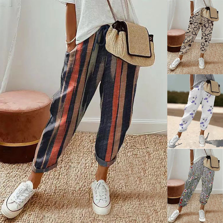 Damenschalotte-Haremshosen mit floralem Stickmuster Drune