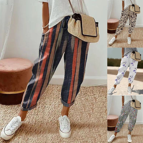 Damenschalotte-Haremshosen mit floralem Stickmuster Drune