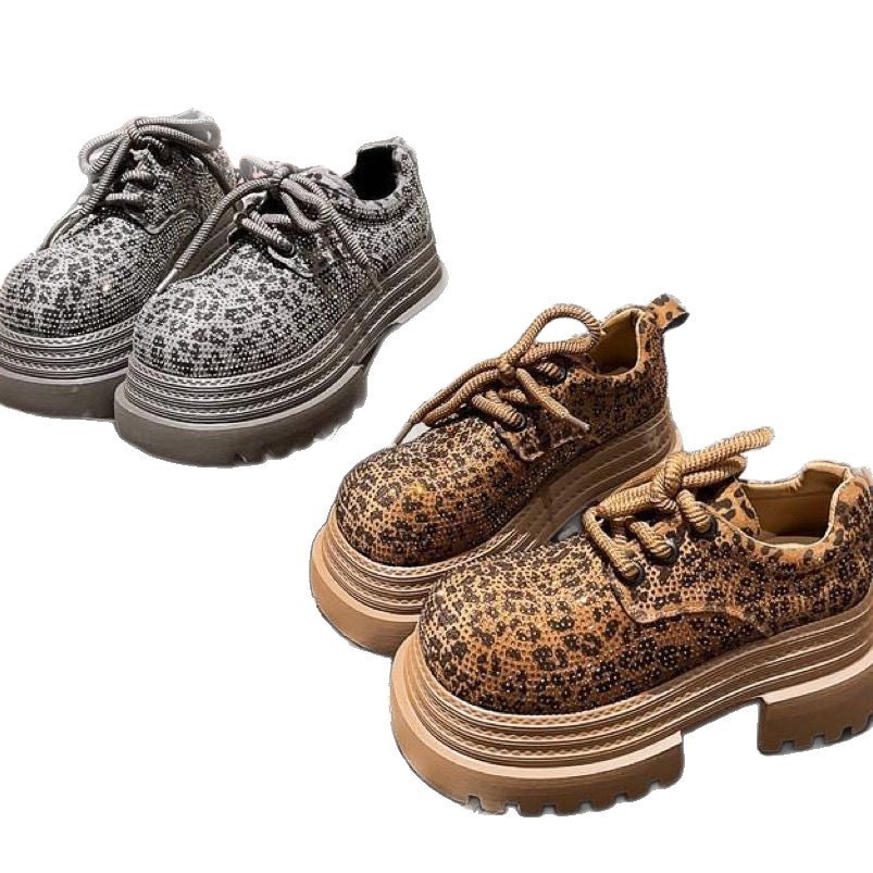 Damen Sneaker mit glitzerndem Leoparden-Design und robuster Sohle Drune