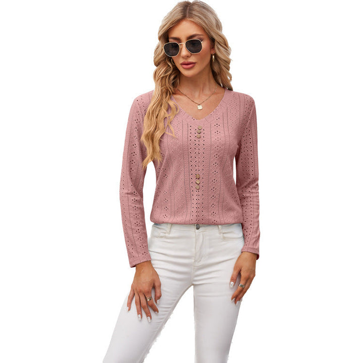 Damen luftiges Blusenshirt mit Knopfdetails Drune