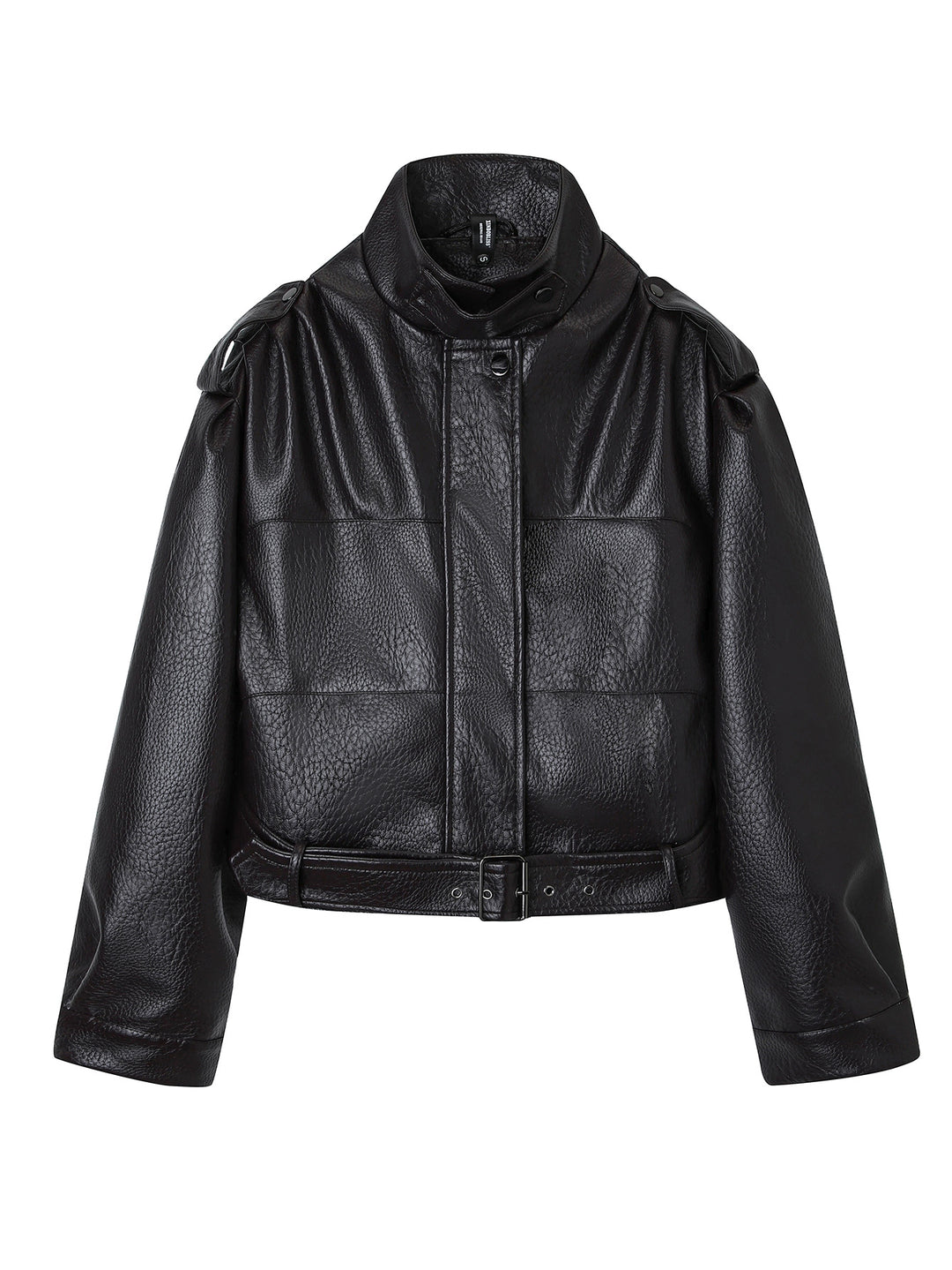 Damen Modische Kunstlederjacke mit Gürtel Drune