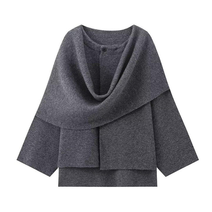 Damen elegante Strickjacke mit asymmetrischem Schnitt und hochwertigem Material Drune