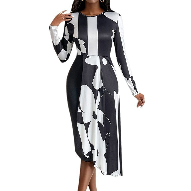Damen Maxikleid mit modernem Grafikdesign und elegantem Schnitt Drune