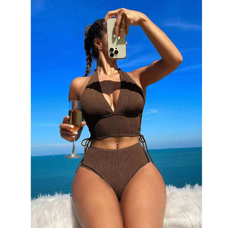 Damen Bikini-Set mit raffinierten Bindebändern und hohem Bund Drune