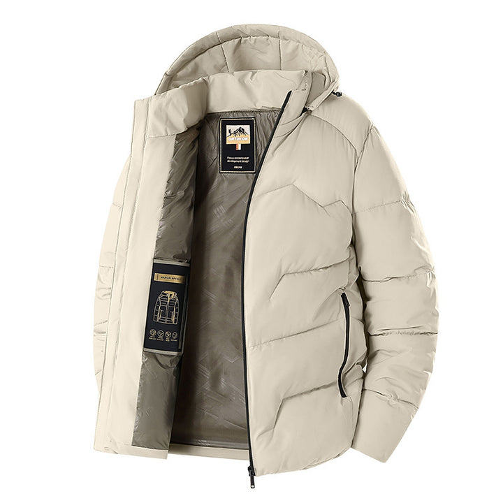 Herren Wattierte Kapuzen‑Thermojacke mit winddichter Außenhülle & Reißverschlusstaschen Drune
