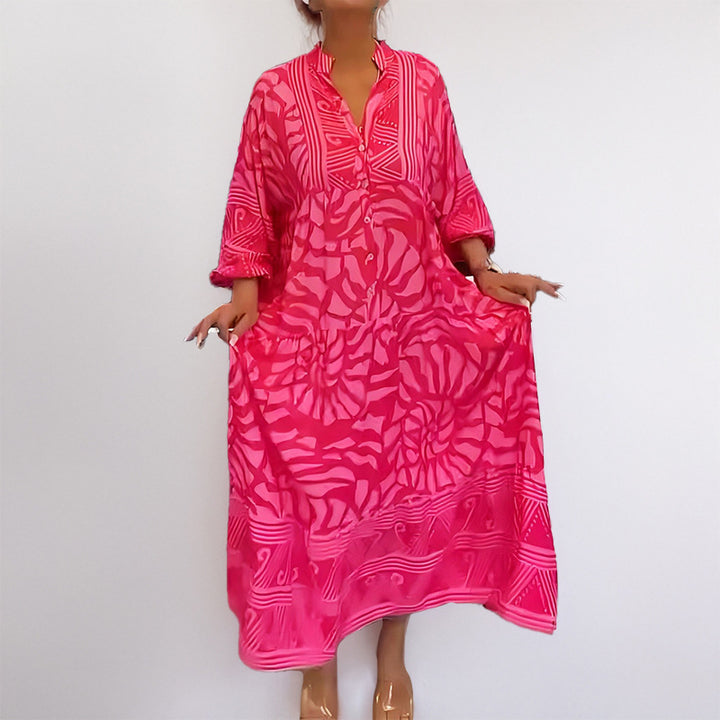 Damen Kaftan Kleid mit modischem Muster Drune