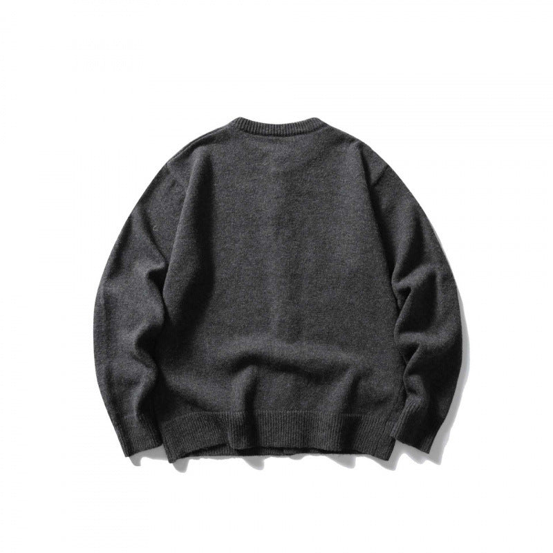 Unisex Kastenförmige Feinstrick-Cardigan mit Rundhals und gerippten Abschlüssen Drune