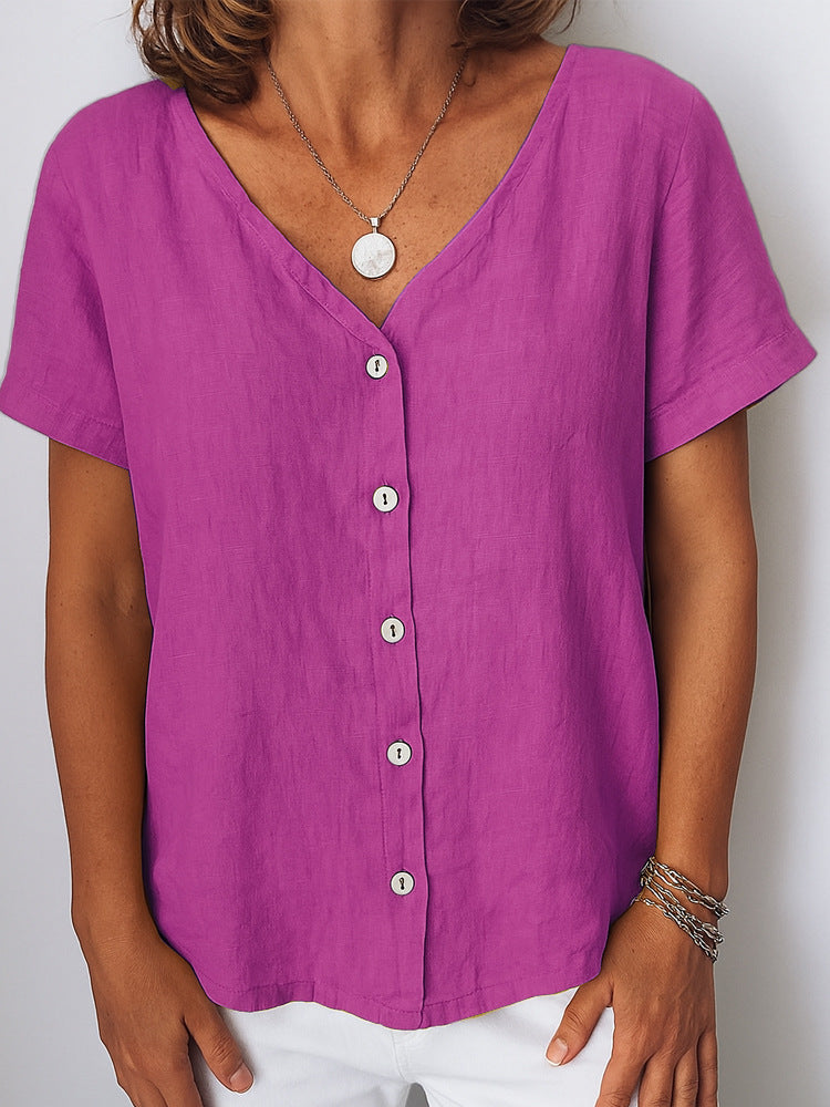 Damen Leinenbluse mit Knopfdetails Drune