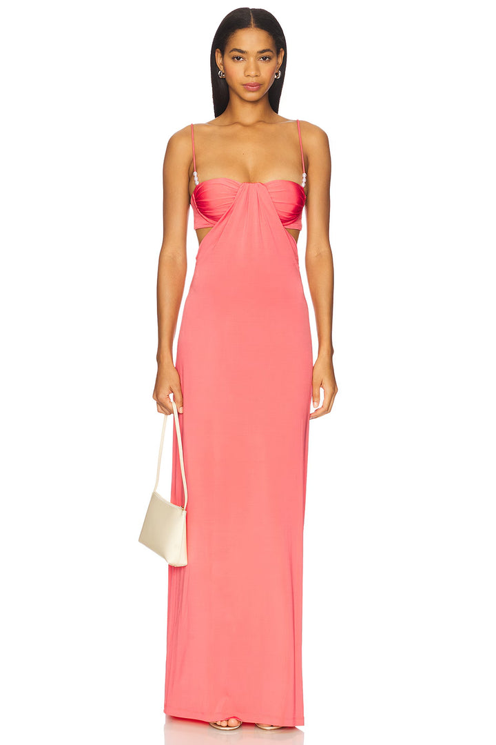 Damen nan Maxikleid mit Bustier-Cups, seitlichen Cut-Outs und feinen Spaghettiträgern Drune