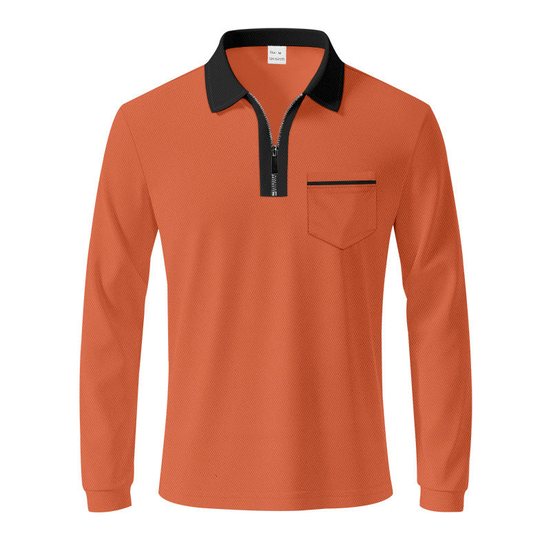 Herren Langarm-Polo mit Reißverschluss und Brusttasche Drune