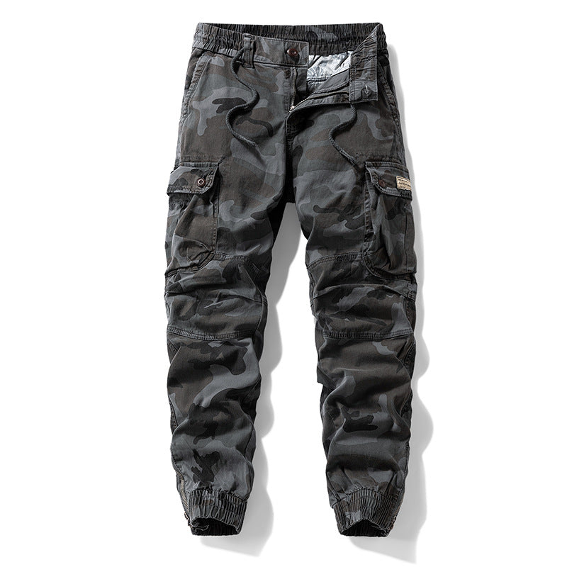Herren Taktische Cargo‑Jogginghose im Camouflage‑Military‑Look mit Tunnelzugbund, Knieabnähern und Multifachtaschen Drune