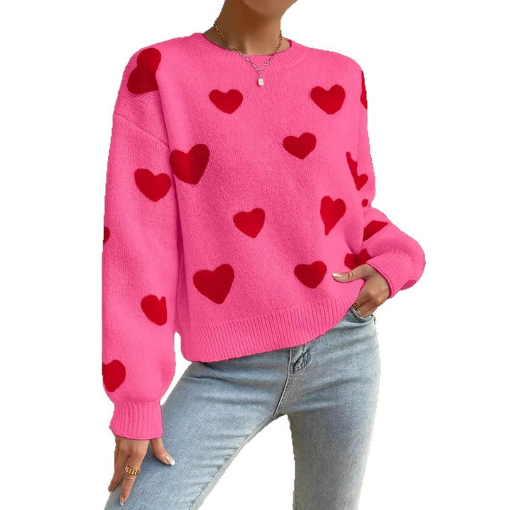 Damen Strickpullover mit auffälligem Herzdesign und lässigem Schnitt Drune