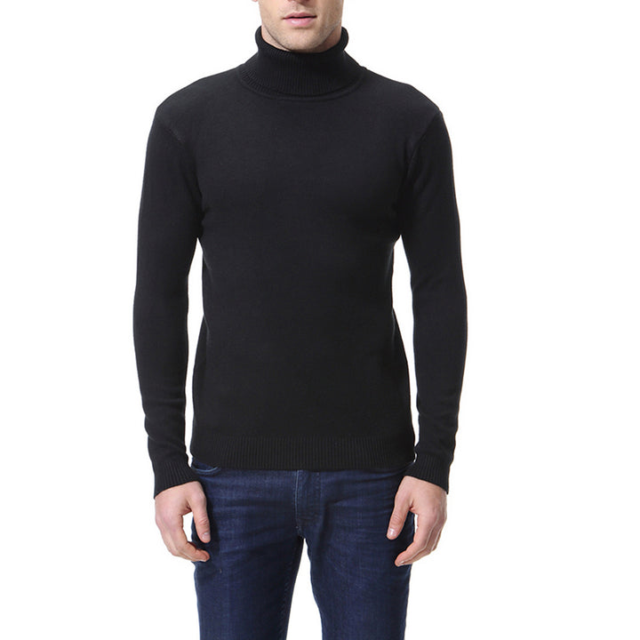 Herren nan schlanker Feinstrick-Rollkragenpullover aus Merino-Baumwollmix mit Rippenbündchen Drune