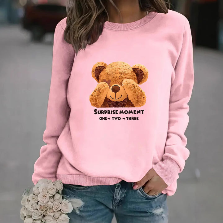 Damen Sweatshirt mit niedlichem Bärenmotiv und modernem Schriftzug Drune