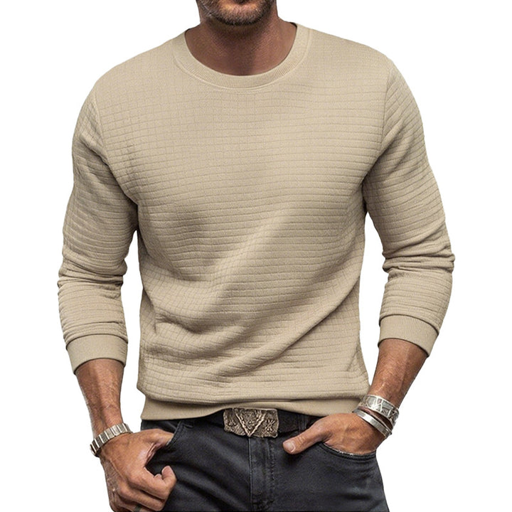 Herren nan strukturiertes Rundhals-Sweatshirt aus gesteppter Baumwollmischung Drune