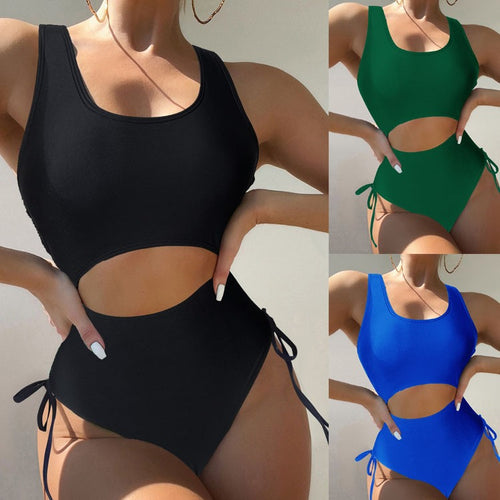 Damen Einteiler Badeanzug mit seitlichen Cut-Out-Details Drune
