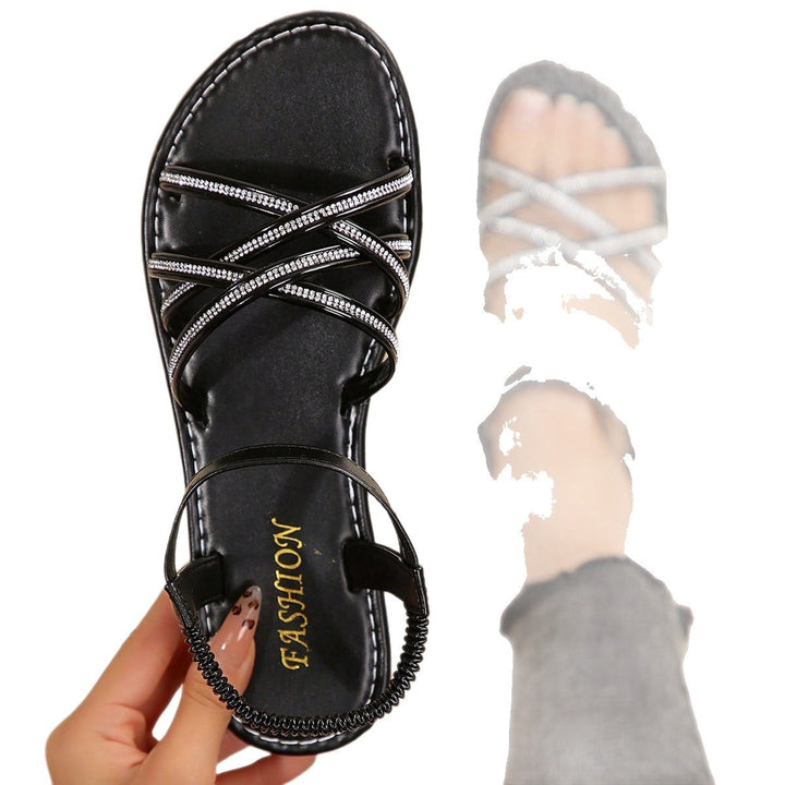 Damen Glitzernde Riemchen-Sandalen mit dekorativen Perlen und eleganten Details Drune
