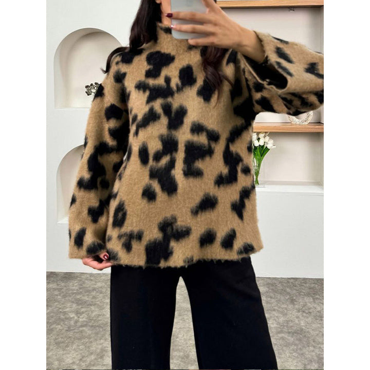 Damen Oversized Pullover mit Leopardenmuster Drune
