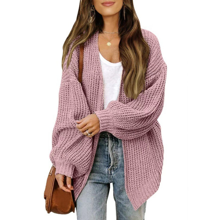 Damen luftige Strickjacke mit oversized Passform und tiefem V-Ausschnitt Drune