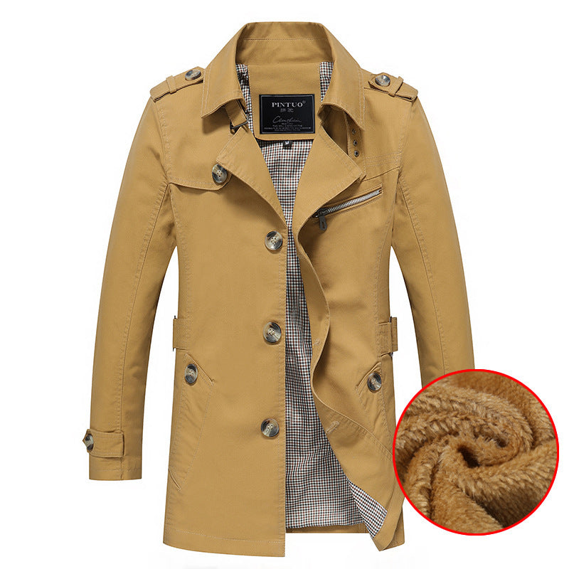 Herren Manteljacke im Trench-Peacoat-Mix mit Sherpa-Futter Drune