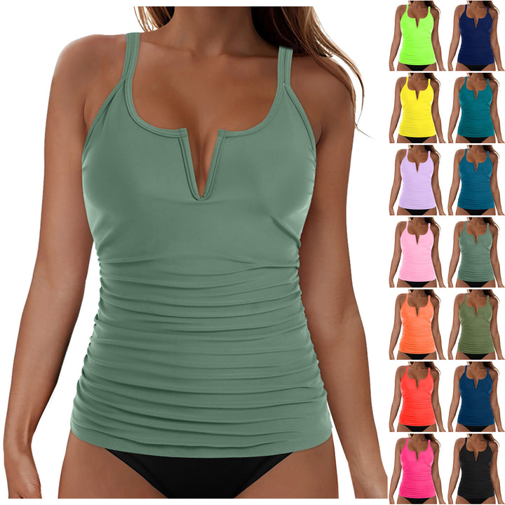 Damen Tankini-Oberteil mit figurumspielendem Design und tiefem V-Ausschnitt Drune