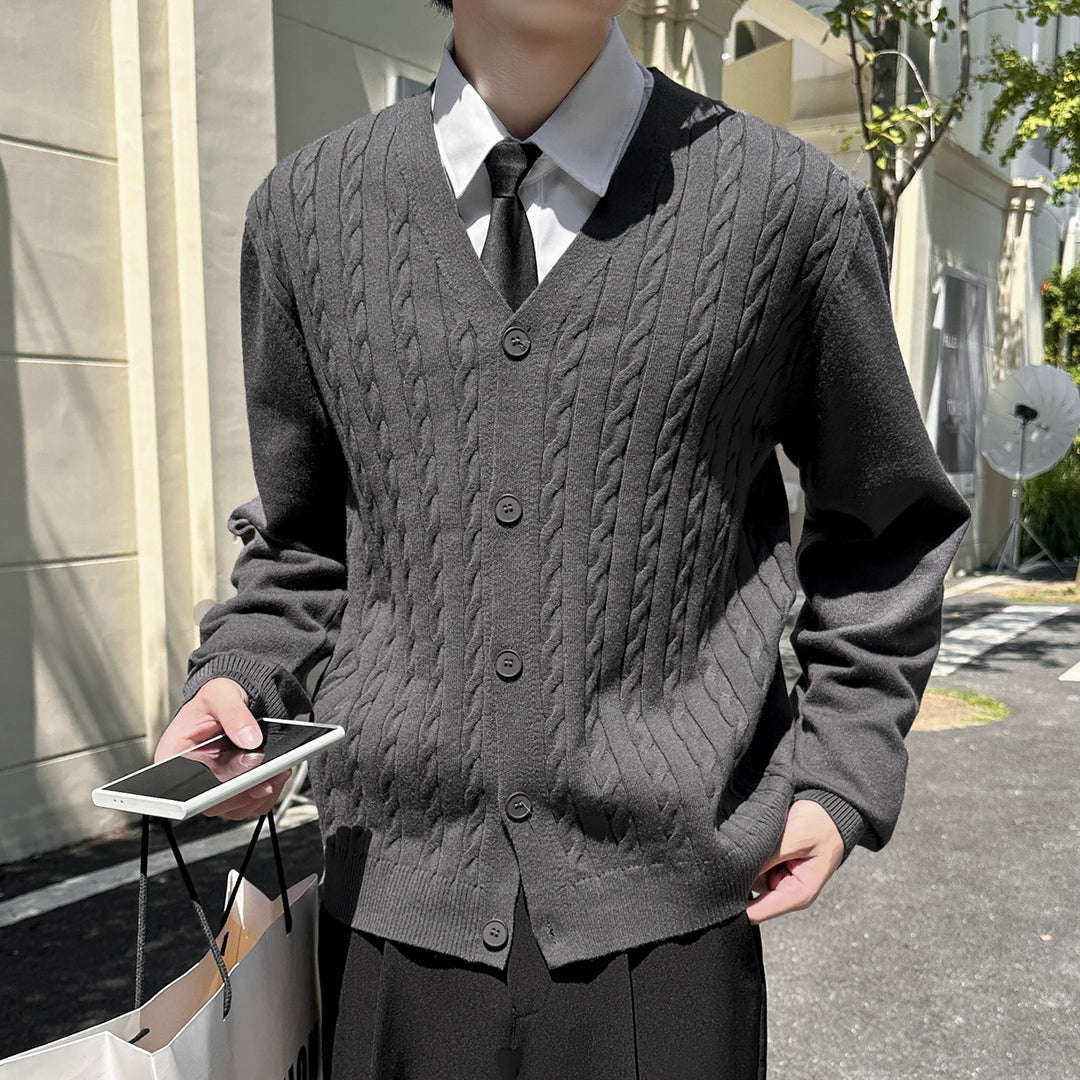 Herren Strickjacke mit Kabelmuster Drune