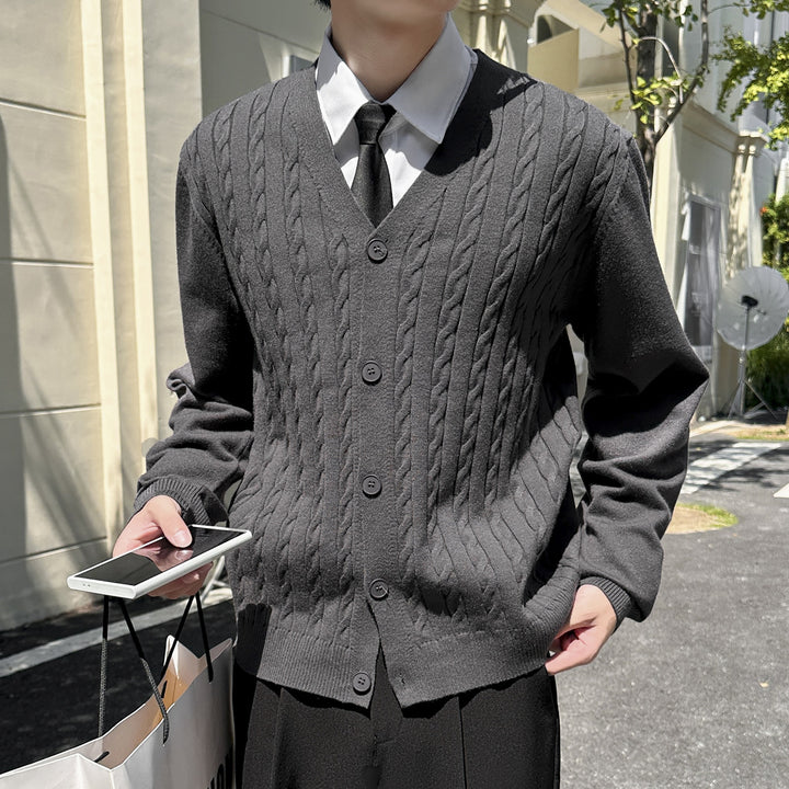 Herren Strickjacke mit Kabelmuster Drune