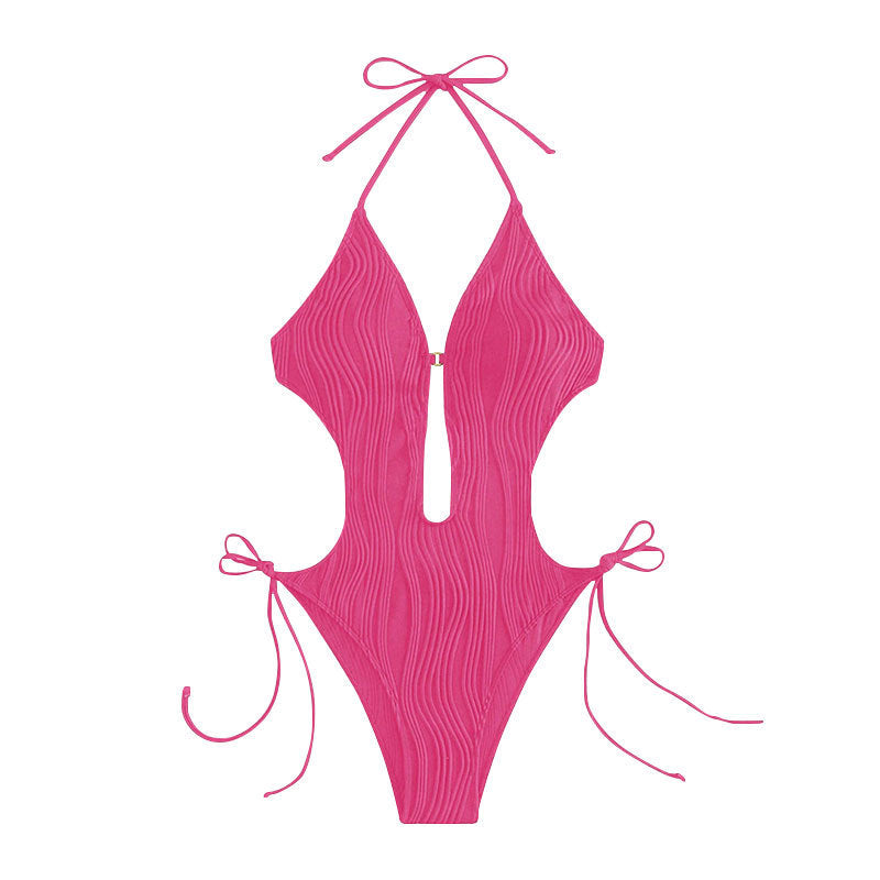 Damen Einteiler Badeanzug mit Raffinierten Cut-Out Details Drune