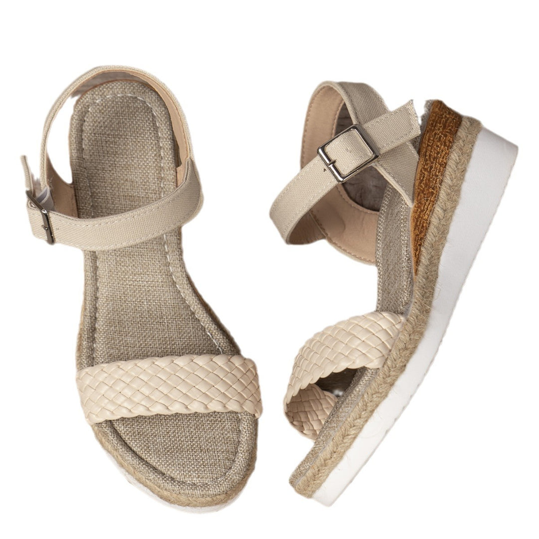 Damen Gewebte Riemen Espadrille Sandalen mit verstellbarem Knöchelriemen Drune
