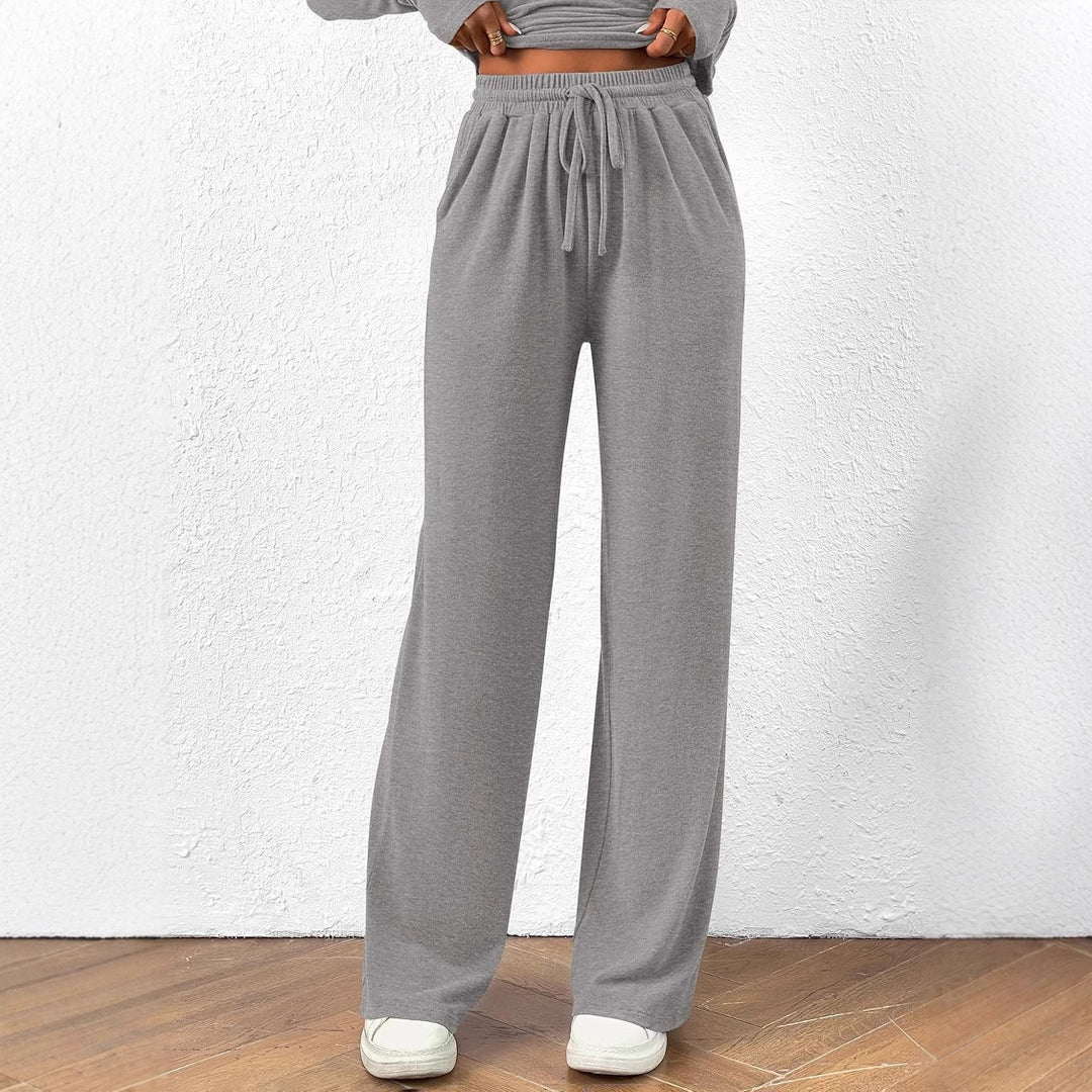 Damen elegantes und bequemes Lounge-Set mit langem Arm und elastischem Bund Drune