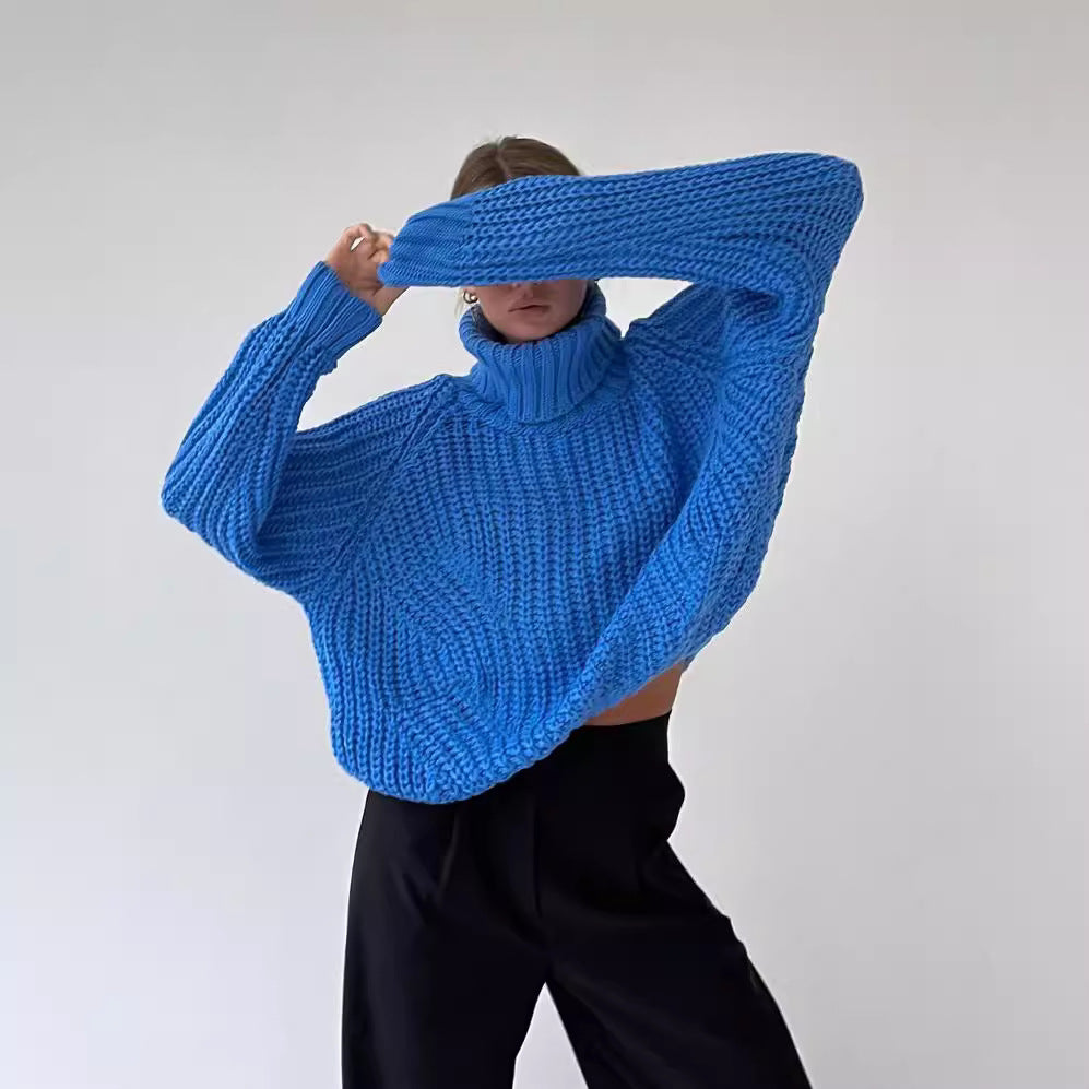Damen Oversized Grobstrick-Pullover mit Rollkragen und weitem Schnitt Drune