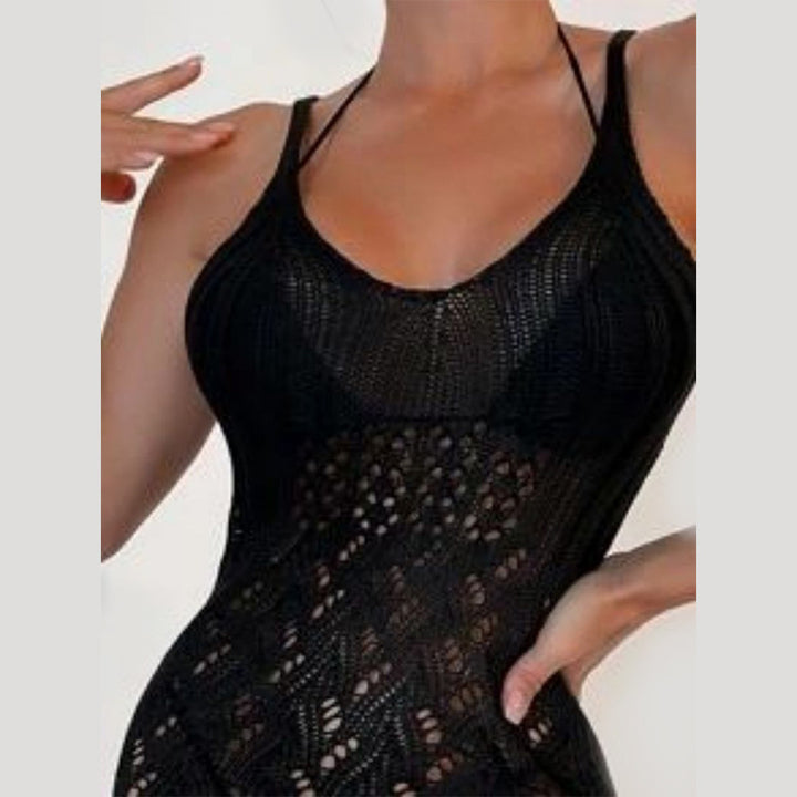 Damen eleganter und transparenter Häkel-Strandüberwurf Drune