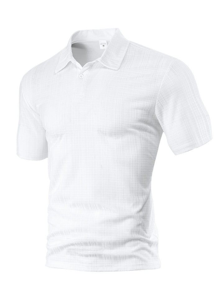 Herren nan leichtes Struktur-Kurzarm-Polo mit Hemdkragen und Ein-Knopfleiste Drune