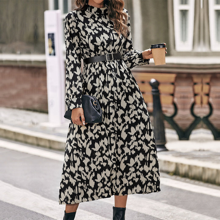 Damen Elegantes Kleid mit Taillengürtel Drune
