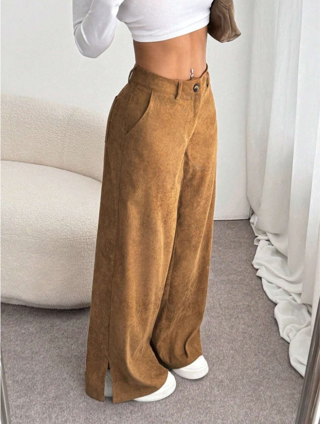 Damen Weite High-Waist Hose Drune
