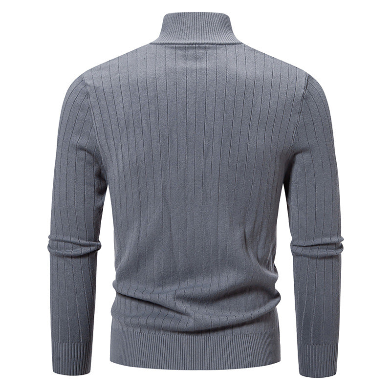 Herren Schmal geschnittene Feinstrick-Zipjacke mit Stehkragen und markanter Rippstruktur Drune