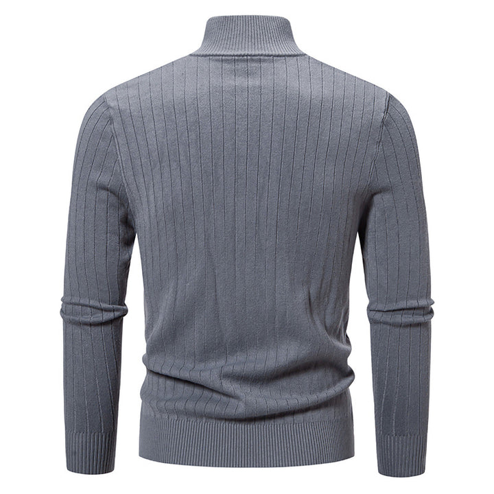 Herren Schmal geschnittene Feinstrick-Zipjacke mit Stehkragen und markanter Rippstruktur Drune
