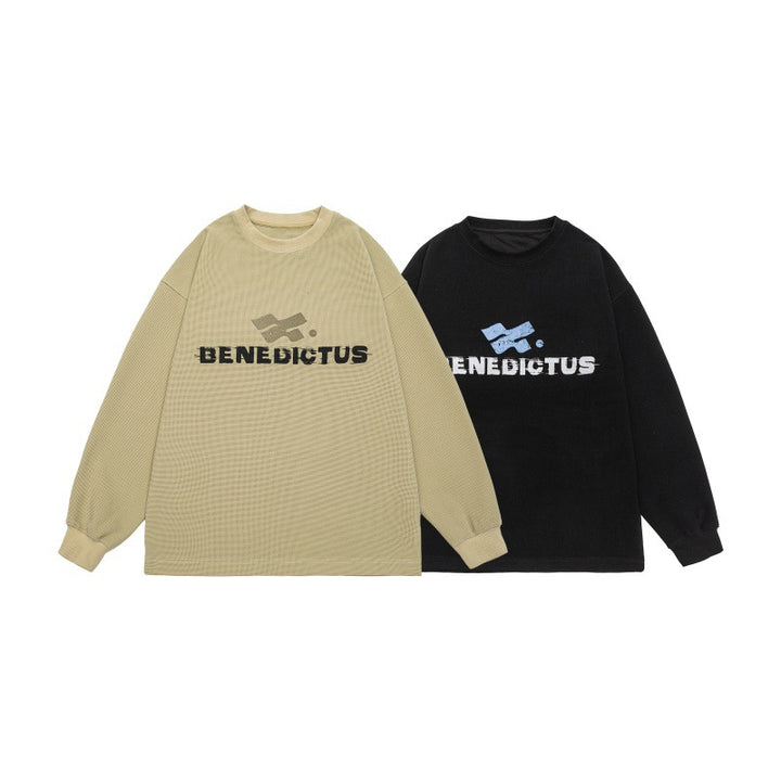Unisex Oversize-Sweatshirt mit Logo‑Print und feiner Waffelstruktur Drune