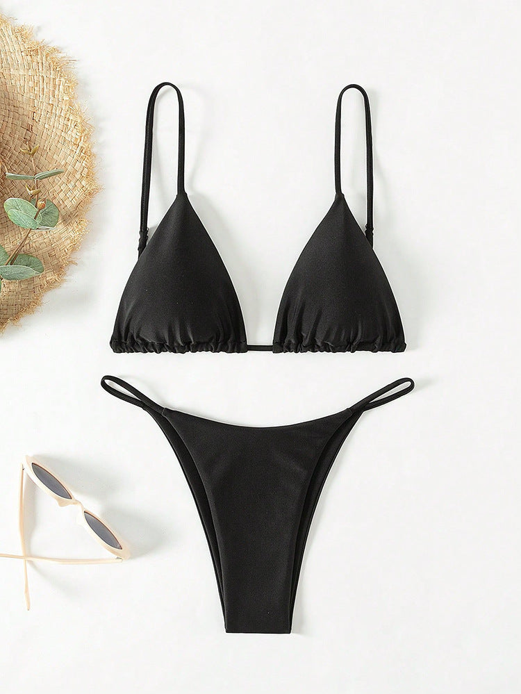 Damen trendiger Bikini mit Triangle-Oberteil und minimalistischem Unterteil Drune