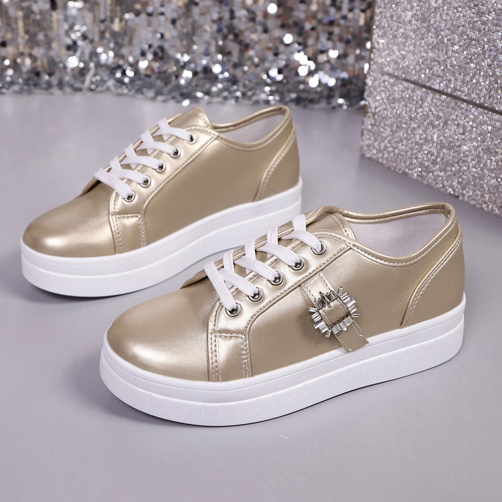 Damen  Plateau-Sneaker mit dekorativer Strass-Brosche und gepolstertem Komfortfußbett Drune
