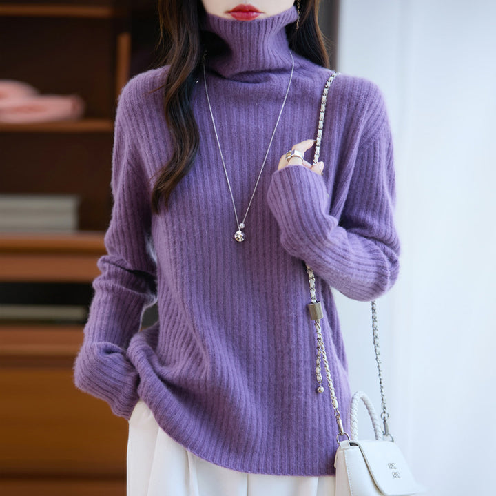 Damen Schlanker Feinstrick-Rollkragenpullover mit feiner Rippenstruktur und kaschmirähnlicher Haptik Drune